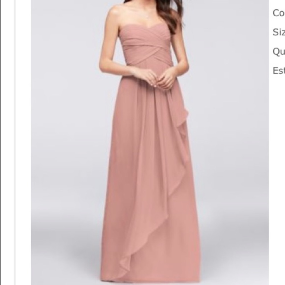 Strapless Crinkle Chiffon Dress with Cascade Skirt